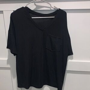 Black V-Neck Oversized tshirt